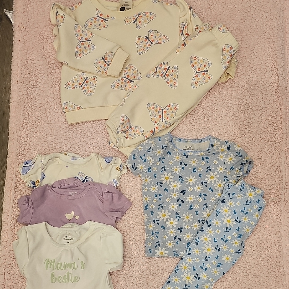 Multiples Cream and Blue Kids Matching Sets